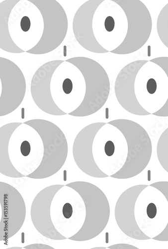 Hand made vecor abstract seamless pattern with grey apple shapes isolated on white background.Simple fabric pattern.Wrapping paper