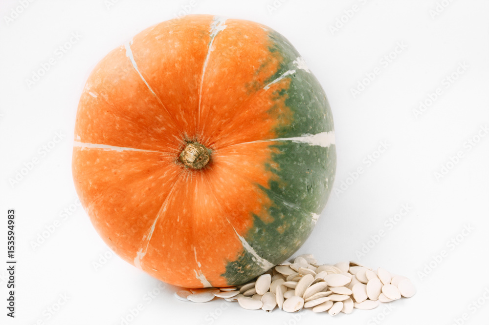 large pumpkin with seeds CloseUp