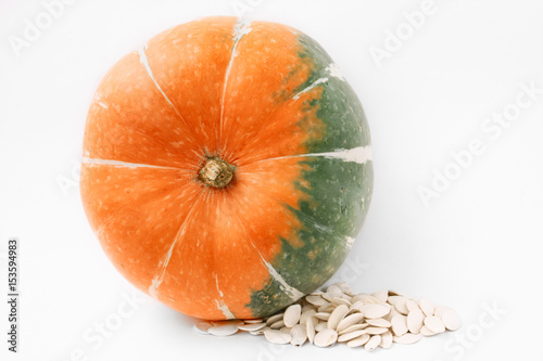 Obraz na płótnie large pumpkin with seeds CloseUp w salonie