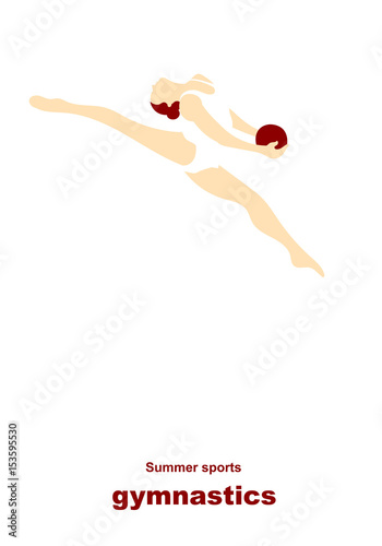 Vector illustration. Illustration shows a gymnast performs acrobatic moves. Sport. Gymnastics