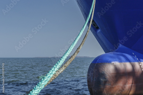 Mooring lines of the ship