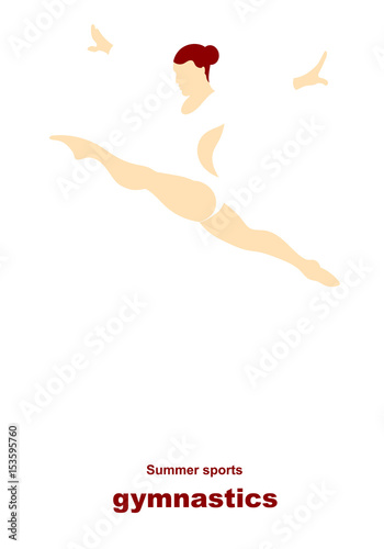 Vector illustration. Illustration shows a gymnast performs acrobatic moves. Sport. Gymnastics