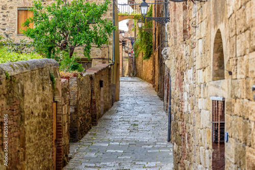 Fototapeta Naklejka Na Ścianę i Meble -  View of an alley in the historic district of Colle Val d'Elsa a small town near Siena in Tuscany
