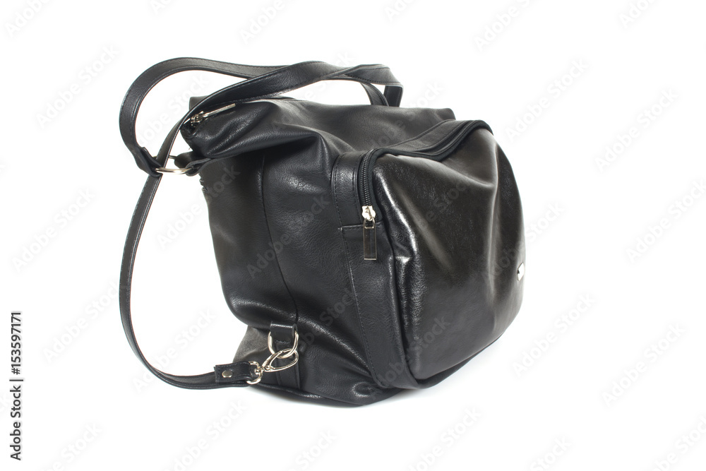 Naklejka premium Black female bag isolated on white background