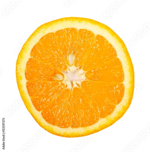 fresh juicy orange slice isolated on white background