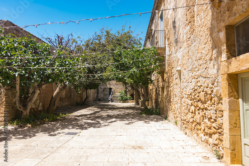 Old yard of a house in Marzamemi, Sicily, Italy.