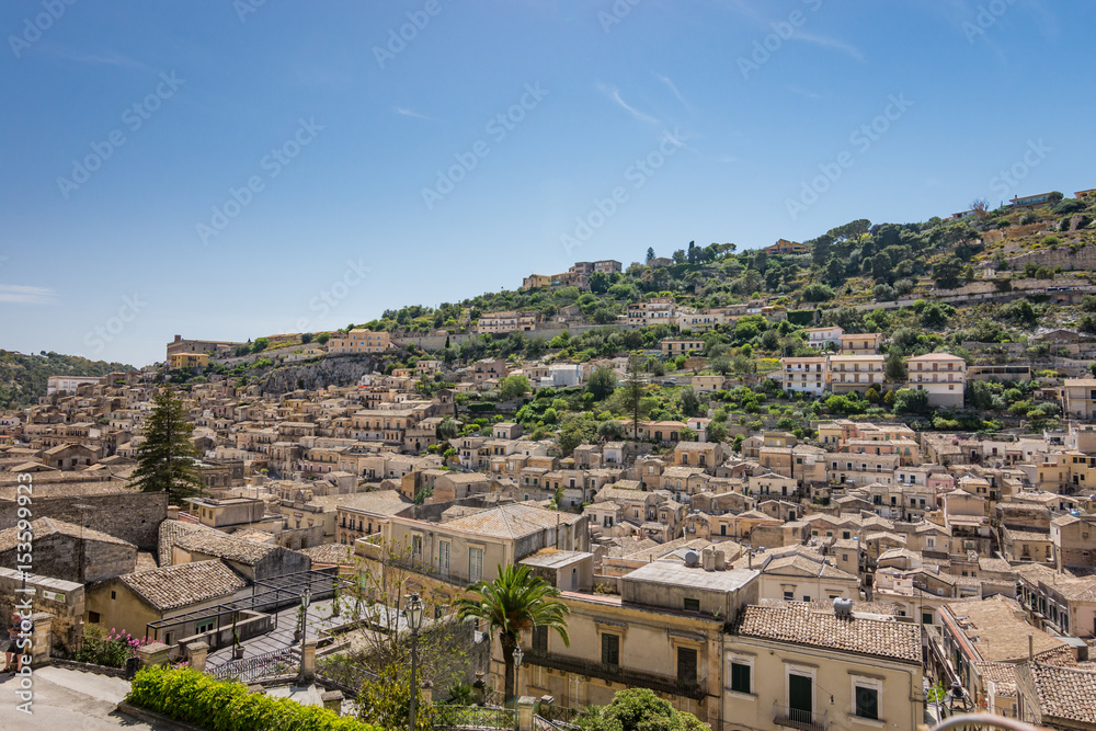 Beautiful view over the city of Modica, Sicily, Italy.