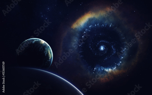Fototapeta Naklejka Na Ścianę i Meble -  Cosmic art, science fiction wallpaper. Giant nebula. Billions of galaxies in the universe. Elements of this image furnished by NASA