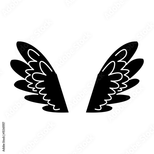 wings feathers angel bird freedom pictogram vector illustration