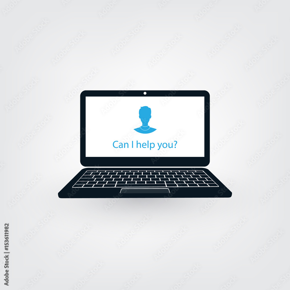 Can I Help You? - AI, Voice Assistant, Speech Driven Modern User Interface on Laptop Computer Can I Help You? - AI, Voice Assistant, Speech Driven Modern User Interface on Laptop Computer