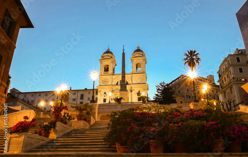 Spanish Steps and "Trinita  dei Monti" church in Rome.