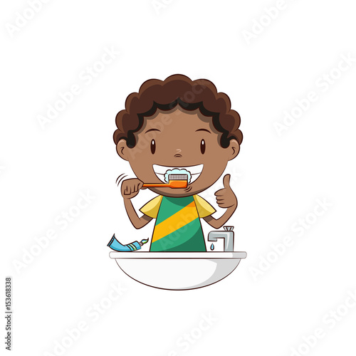 Boy brushing teeth