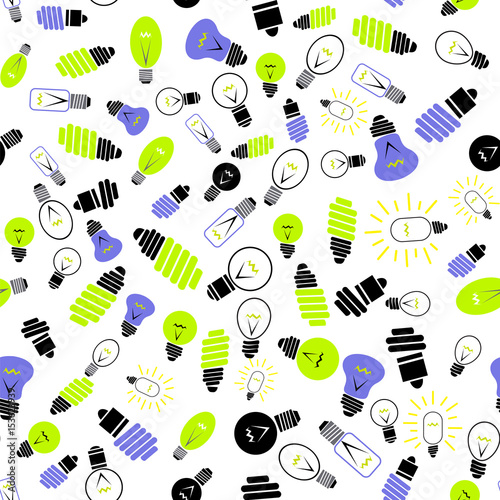 Electric Lamp Seamless Pattern on White Background