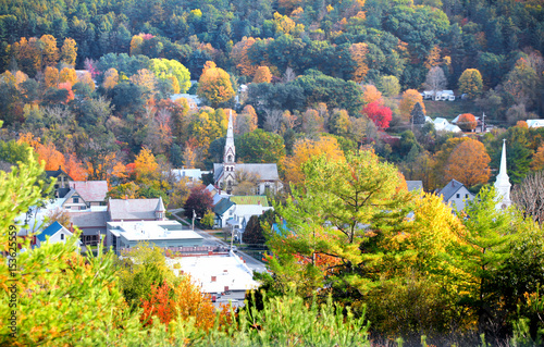 Aerial view of South Royalton, Vermont in autumn time