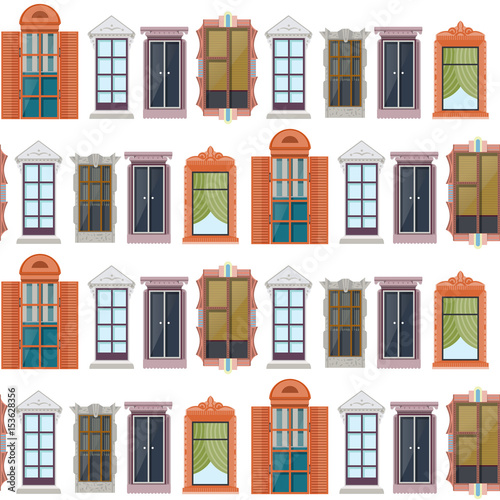 Flat Colorful Windows Seamless Pattern