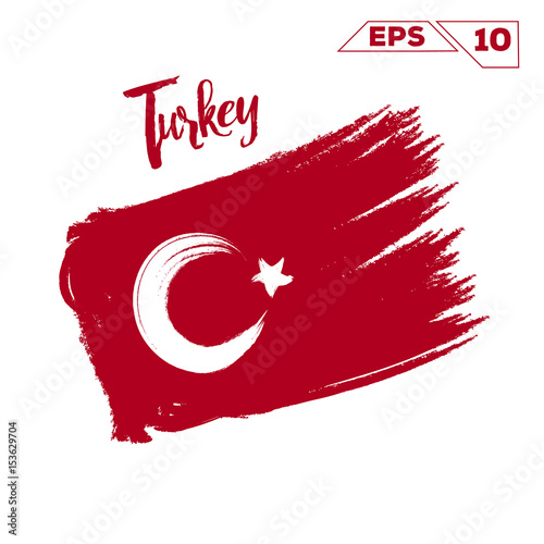 Turkey flag brush strokes painted vector illustration