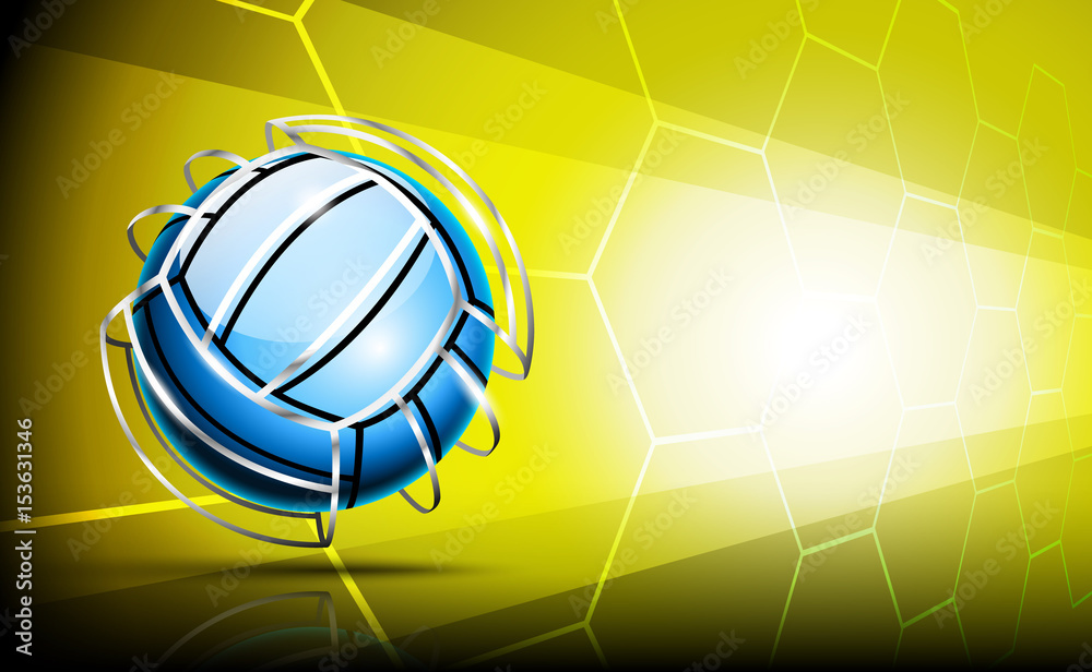 Volleyball ball with silver framing (stripes) around outside. 3d