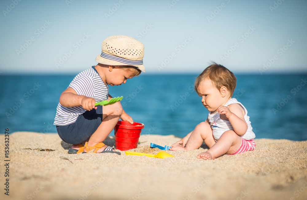 Brother and sister spending their vacation at summer resort Brother and sister spending their vacation at summer resort