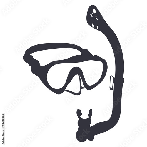 Isolated snorkel mask silhouette