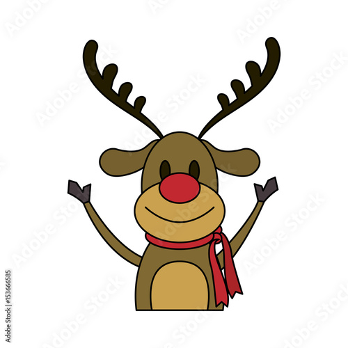 color image cartoon half body reindeer with scarf vector illustration