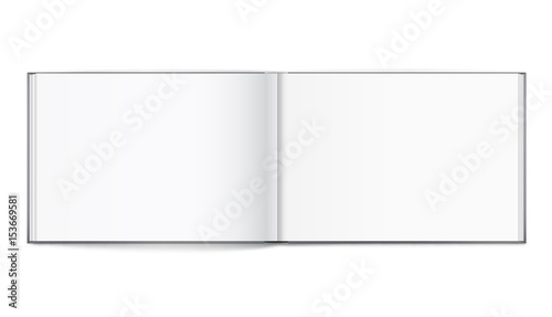Blank of open album with cover on white background. Template
