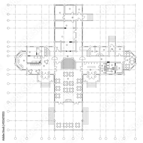 Standard cafe furniture symbols on floor plans