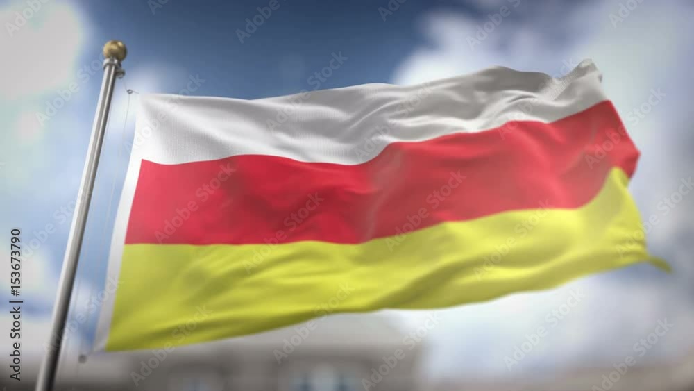 North Ossetia-Alania Flag Waving Slow Motion 3D Rendering Blue Sky Background - Seamless Loop 4K North Ossetia-Alania Flag Waving Slow Motion 3D Rendering Blue Sky Background - Seamless Loop 4K