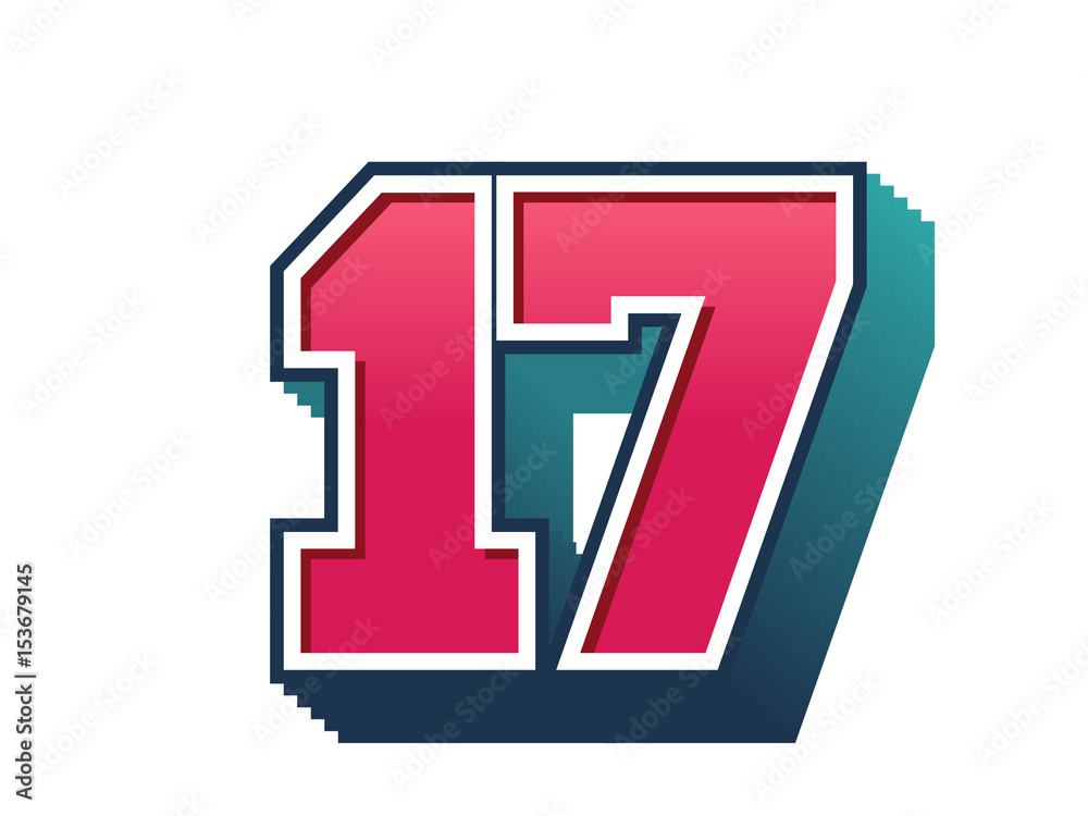 Fototapeta premium 17th celebration event number for poster or invitation