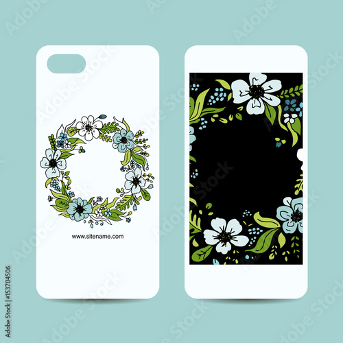 Mobile phone cover design, floral wreath