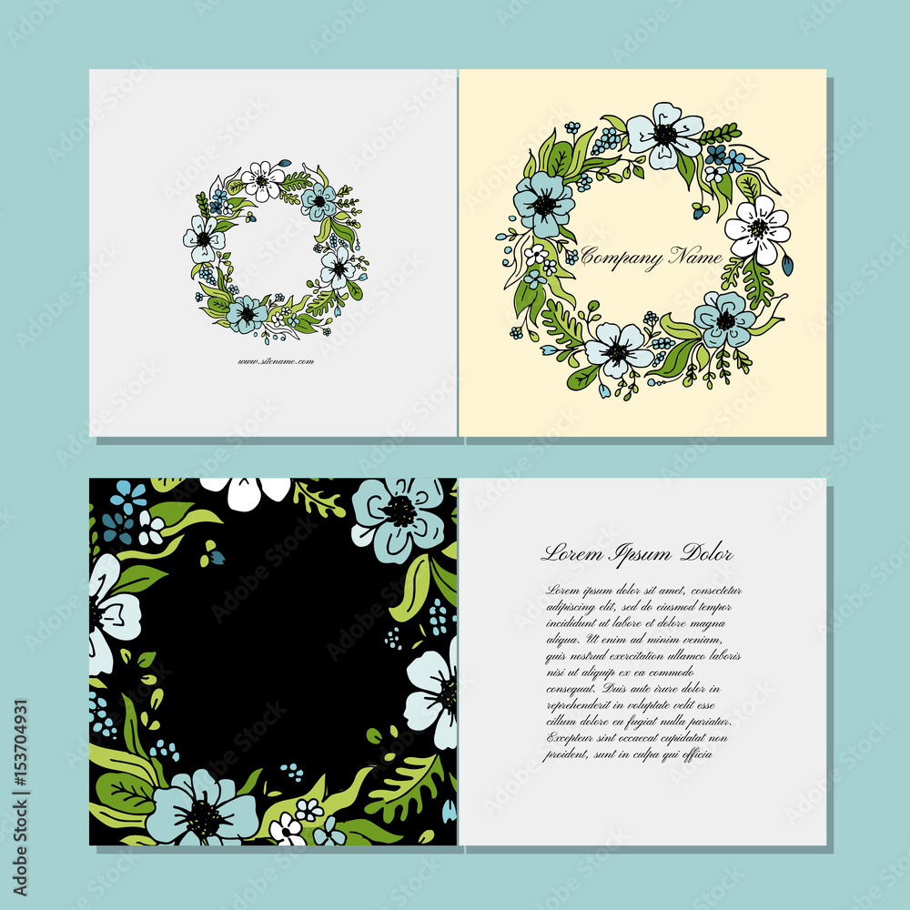 Greeting card design, floral wreath