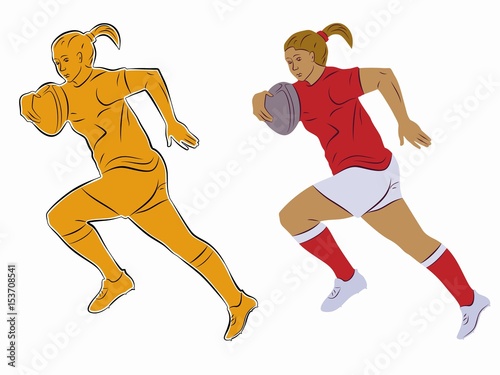 illustration of a rugby player, vector draw