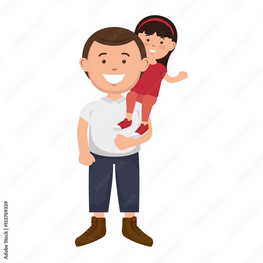 father with daughter characters vector illustration design