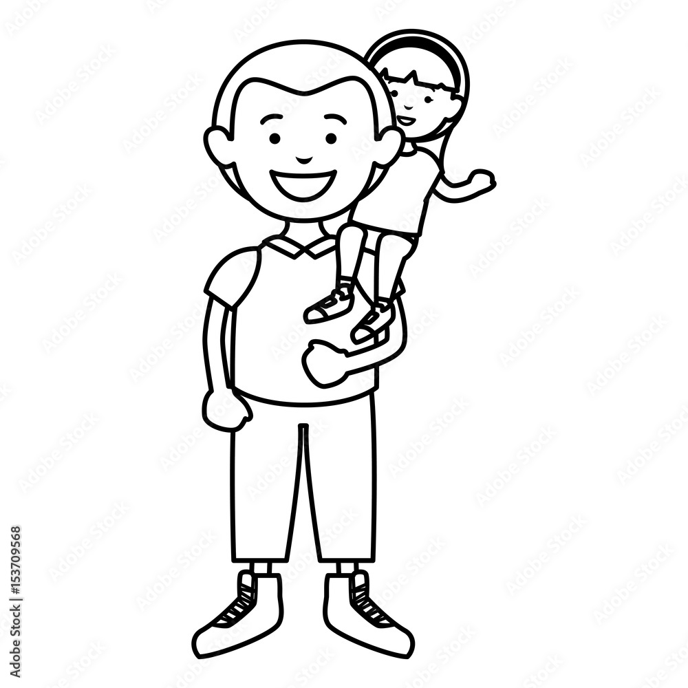 father with daughter characters vector illustration design