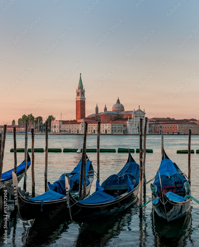 Gondola boats at Venice, Italy.