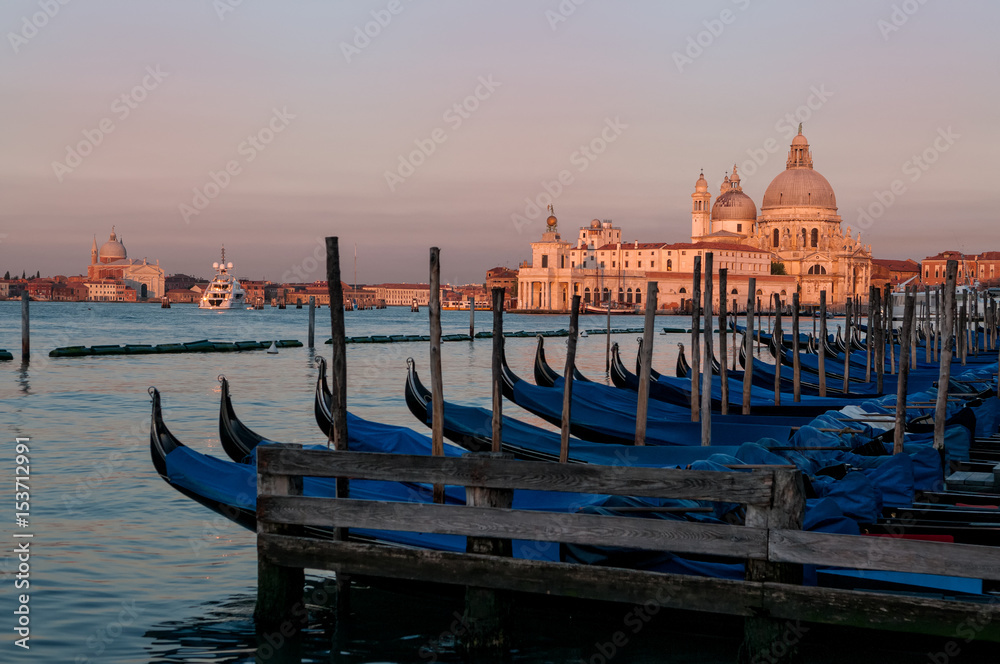 Gondola boats at Venice, Italy.