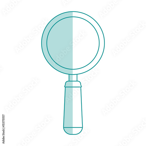 blue shading silhouette cartoon magnifying glass with handle vector illustration