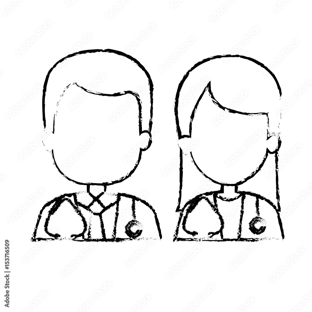 couple doctors avatars characters vector illustration design