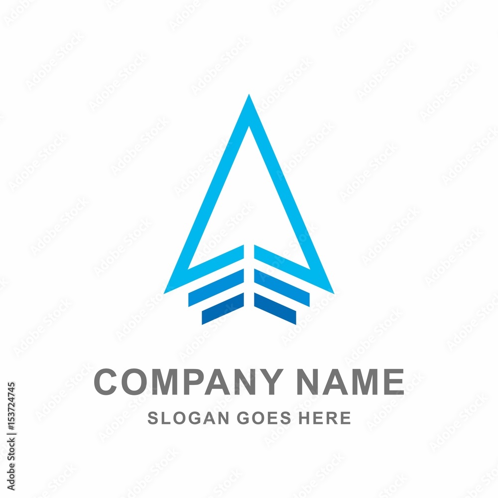 Geometric Triangle Pyramid Arrow Paper Plane Architecture Interior Building Business Company Stock Vector Logo Design Template 
