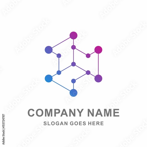Hexagon Circle Dots Cube Box Digital Link Connection Technology Computer Business Company Stock Vector Logo Design Template