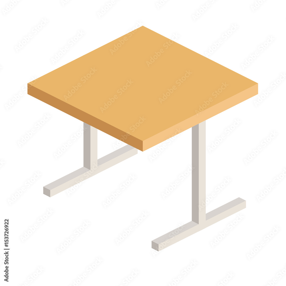 school Desk with wooden lid and metal legs in isometric view, a Desk for writing and computer in flat style, vector illustration isolated on white background school Desk with wooden lid and metal legs in isometric view, a Desk for writing and computer in flat style, vector illustration isolated on white background