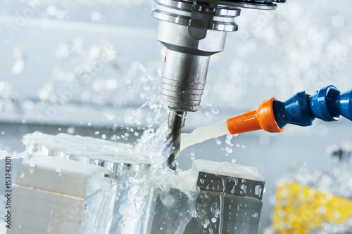 Canvas Print Milling metalwork process. CNC metal machining by vertical mill