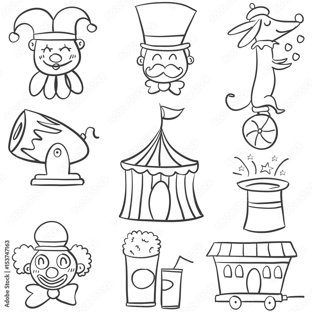 Doodle element object circus carnival Stock Vector | Adobe Stock