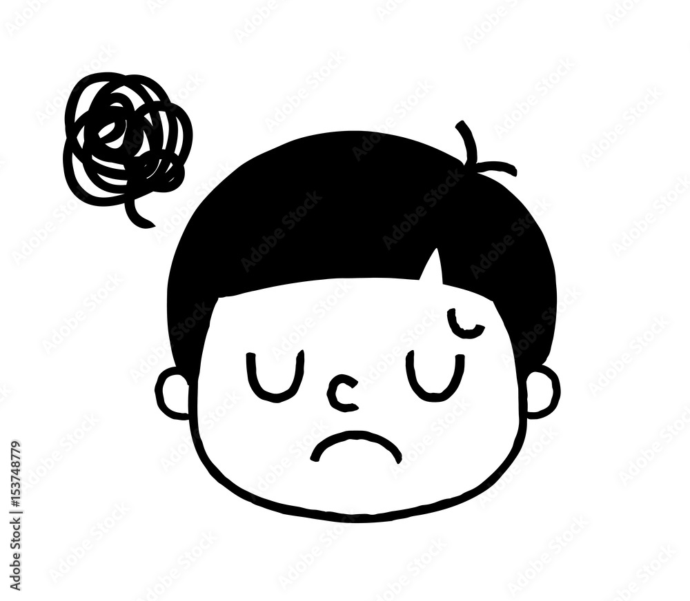 男の子の表情:がっかり、悩む 男の子の表情:がっかり、悩む
