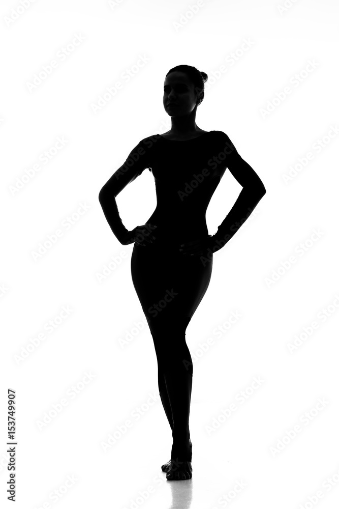 Perfect shape. Silhouette of a beautiful elegant female body hourglass  shape Stock Photo
