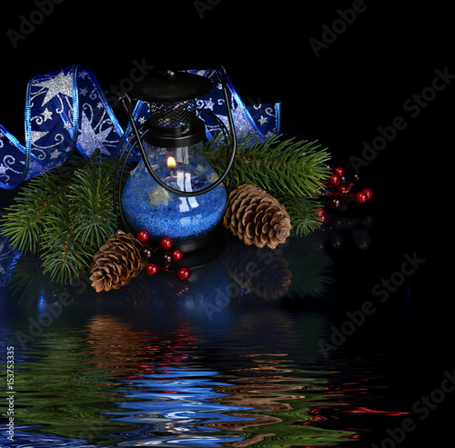 Christmas composition in blue