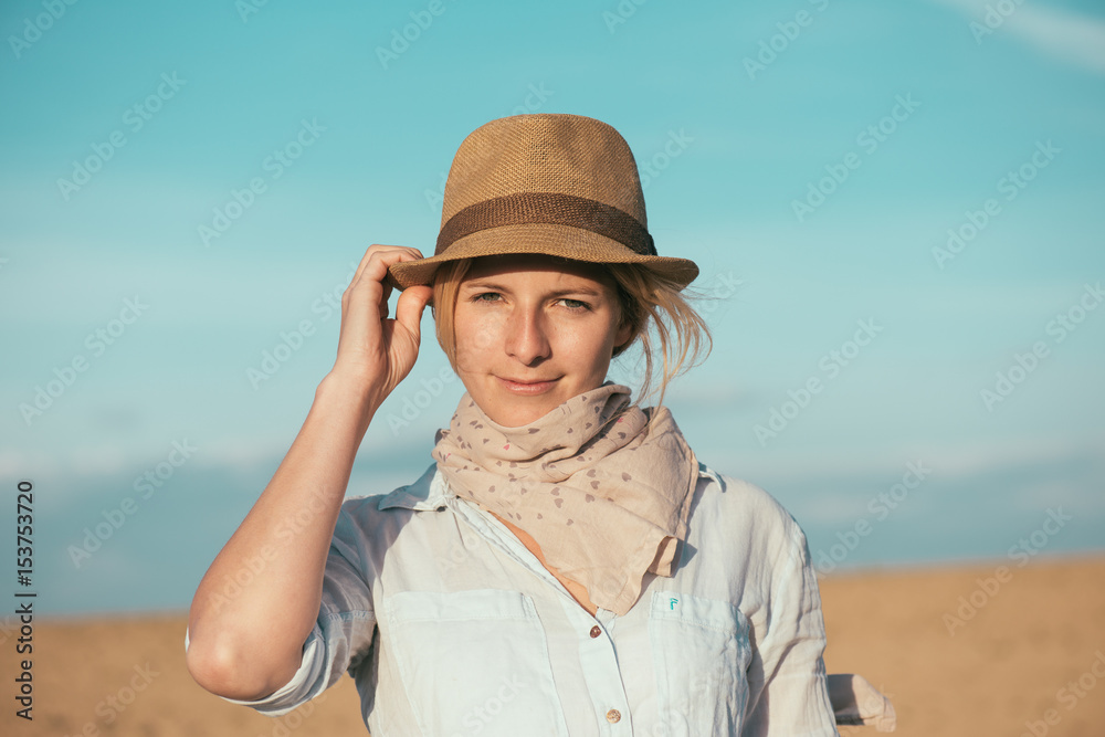 Young traveler woman outdoor