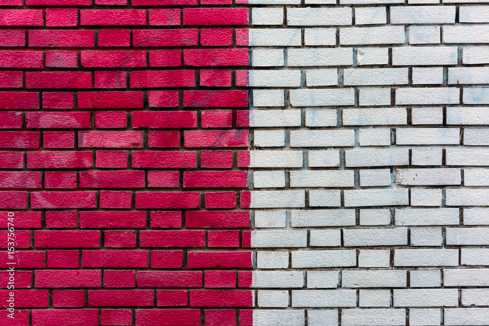 Red and white painted brick wall surface Red and white painted brick wall surface