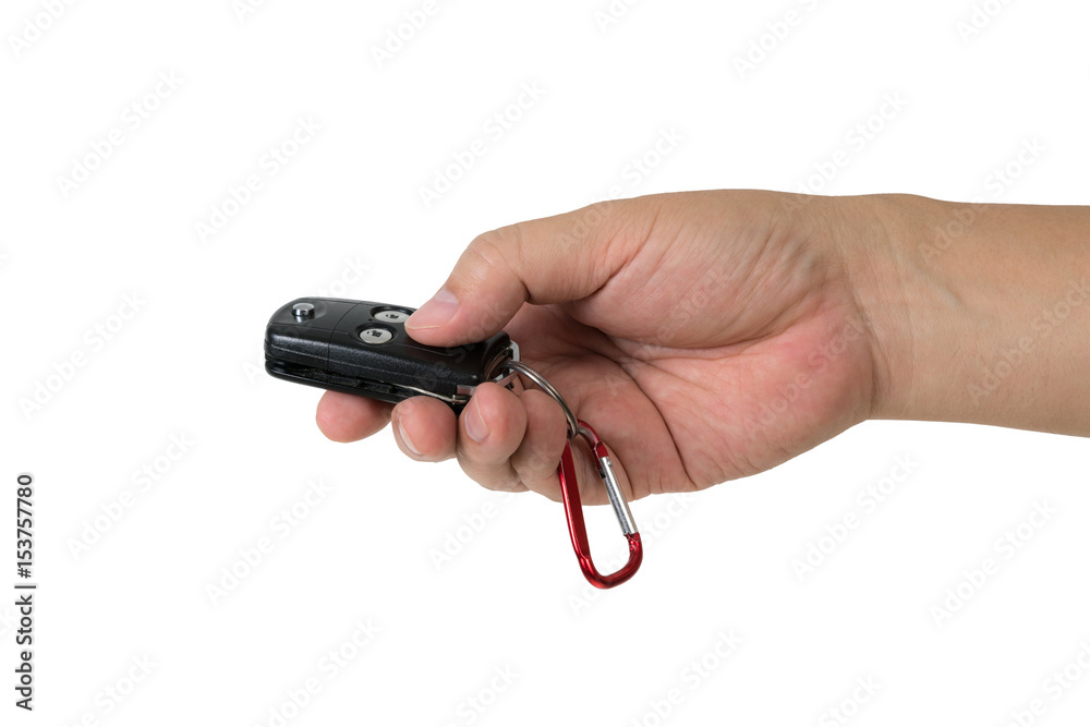 Man hand holding car remote Man hand holding car remote