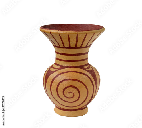 Pottery vases The ban Chiang ancient vase-style pattern in the country, Thailand. Isolated on white background (with clipping path).