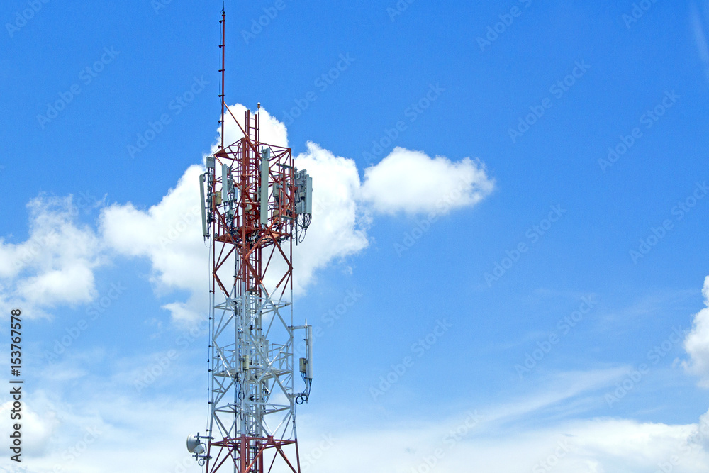 Signal towers in the blue sky. Signal towers in the blue sky.